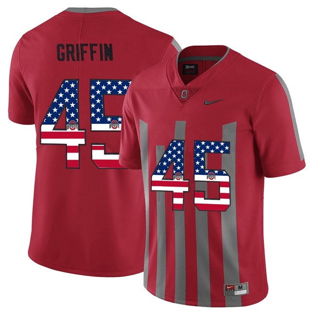 Ohio State Buckeyes Men's NCAA Archie Griffin #45 Scarlet 2017 US Flag Fashion Alternate Limited College Football Jersey VBU2149YU